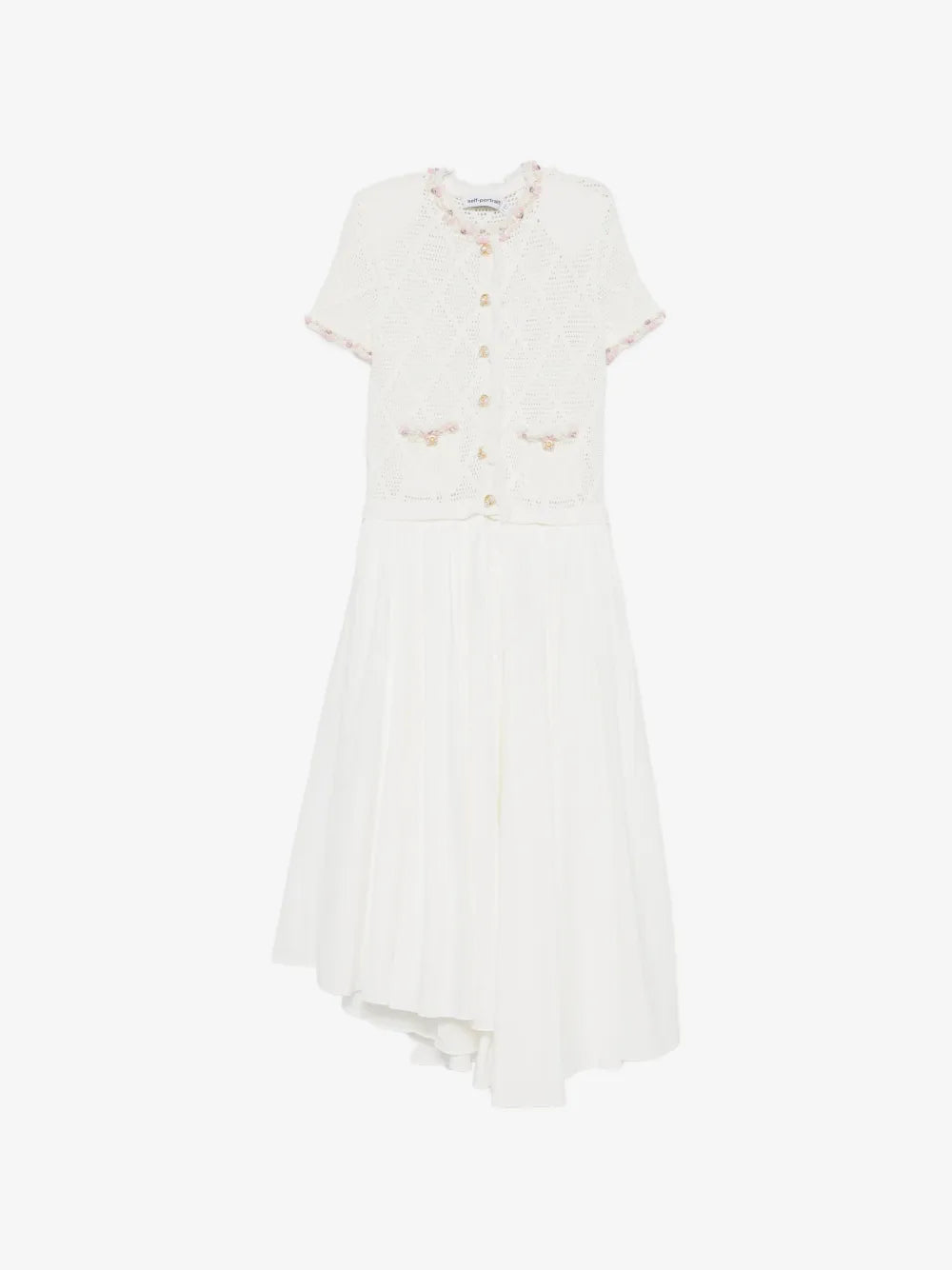 Pointelle-Strickkleid mit Kunstperlen