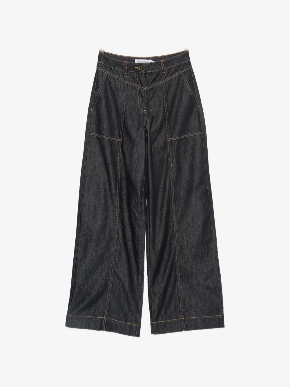 Jeans mit Kontrastnähten und weitem Bein
