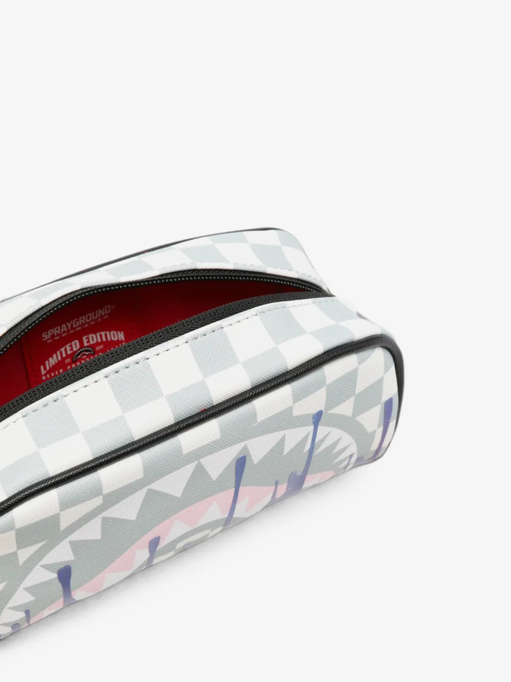 Shark-Print karierte Waschtasche