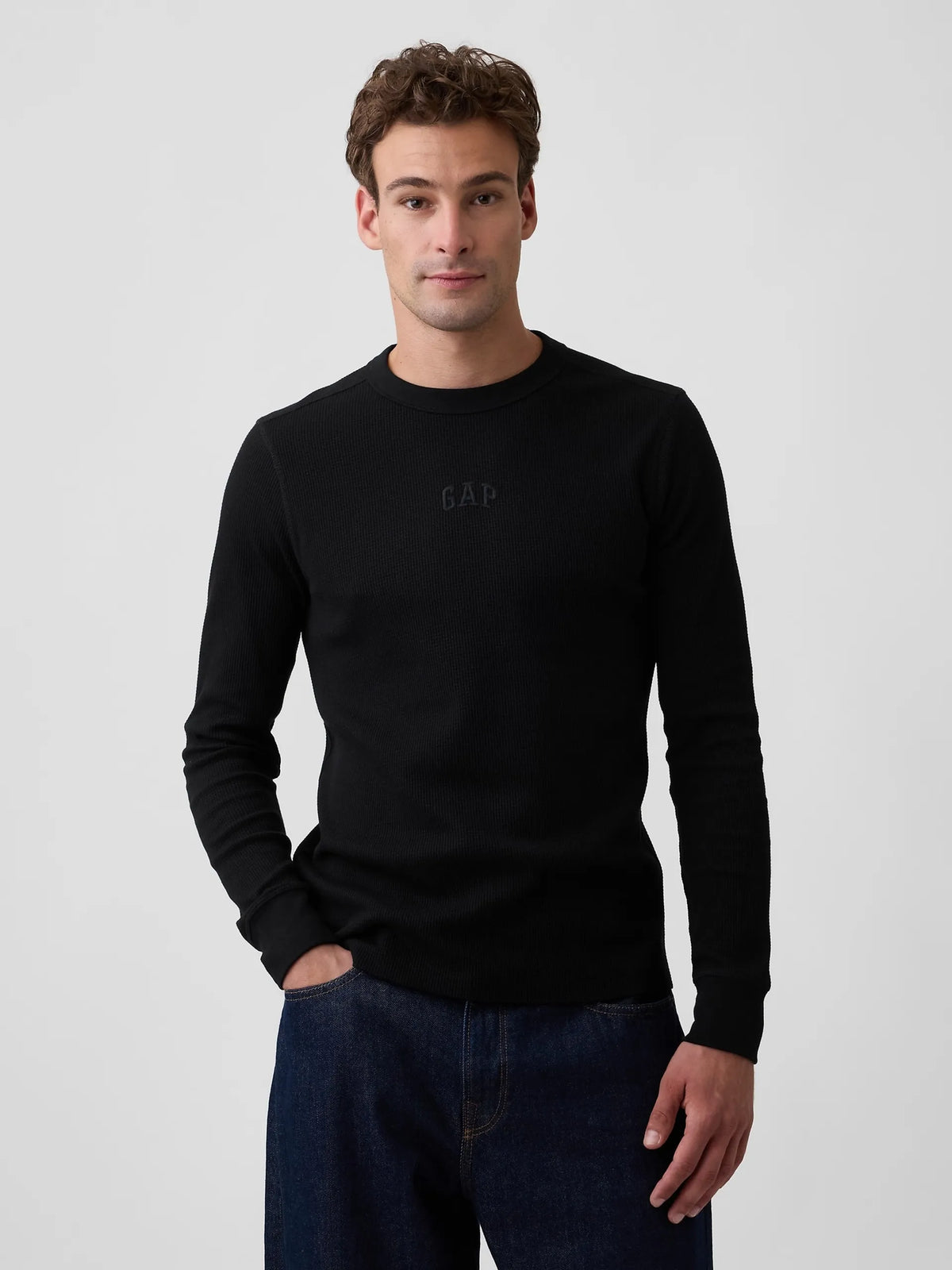 Herren Waffel-Shirt mit Logo