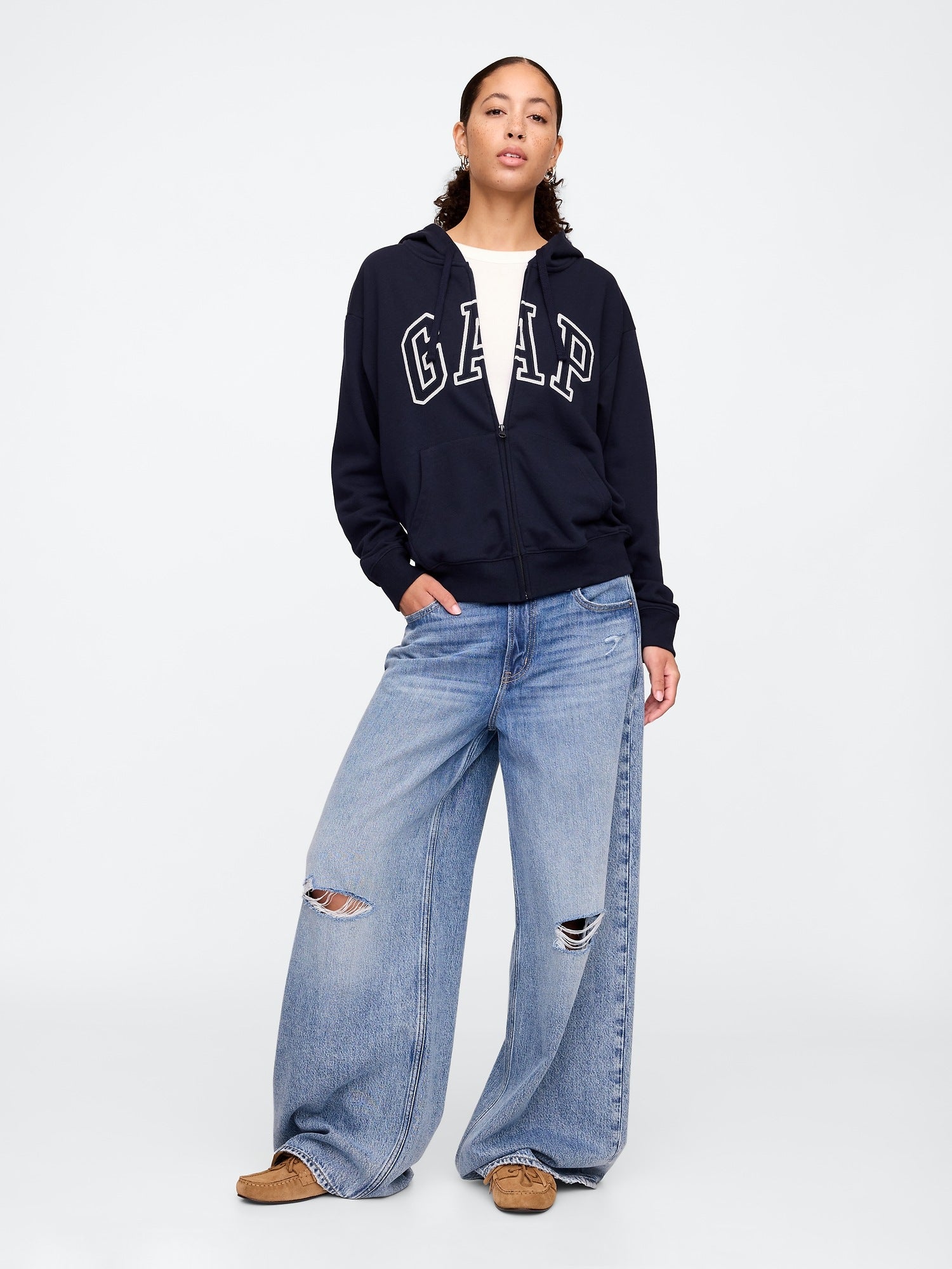 Hooded Sweatshirt Jacket with Logo