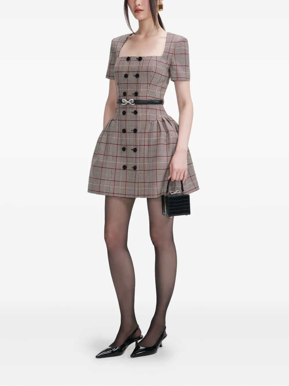 Geruit minijurkje met korte mouwen