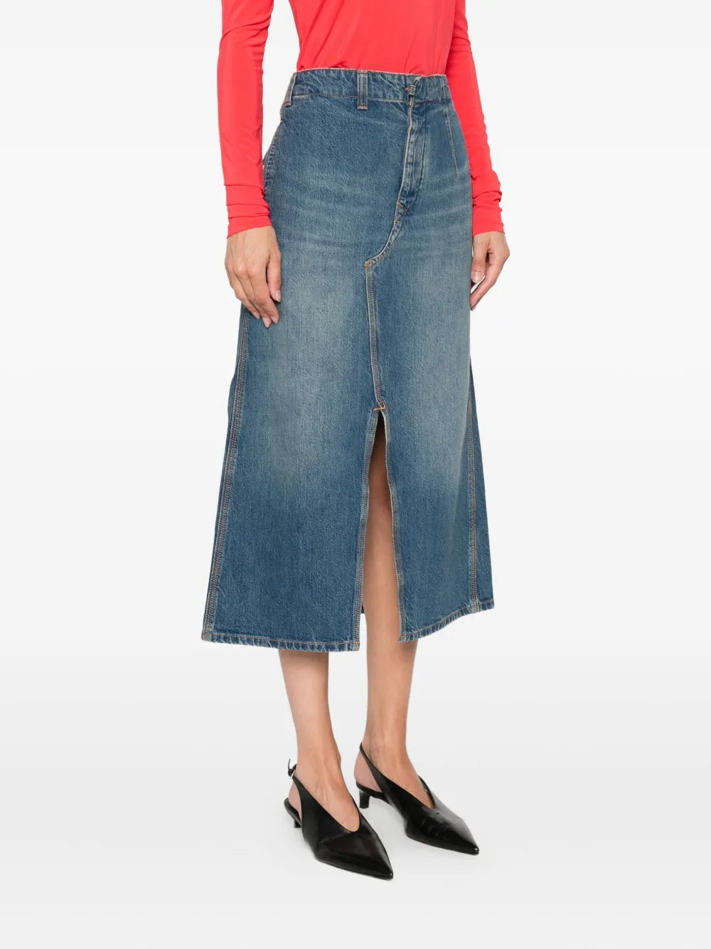A-line denim skirt