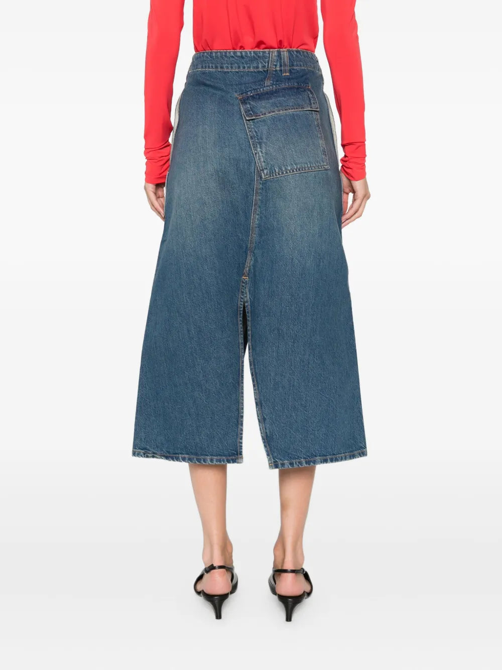 A-line denim skirt