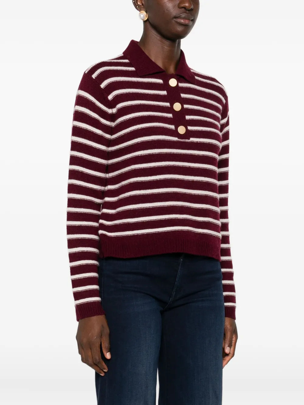Striped polo sweater