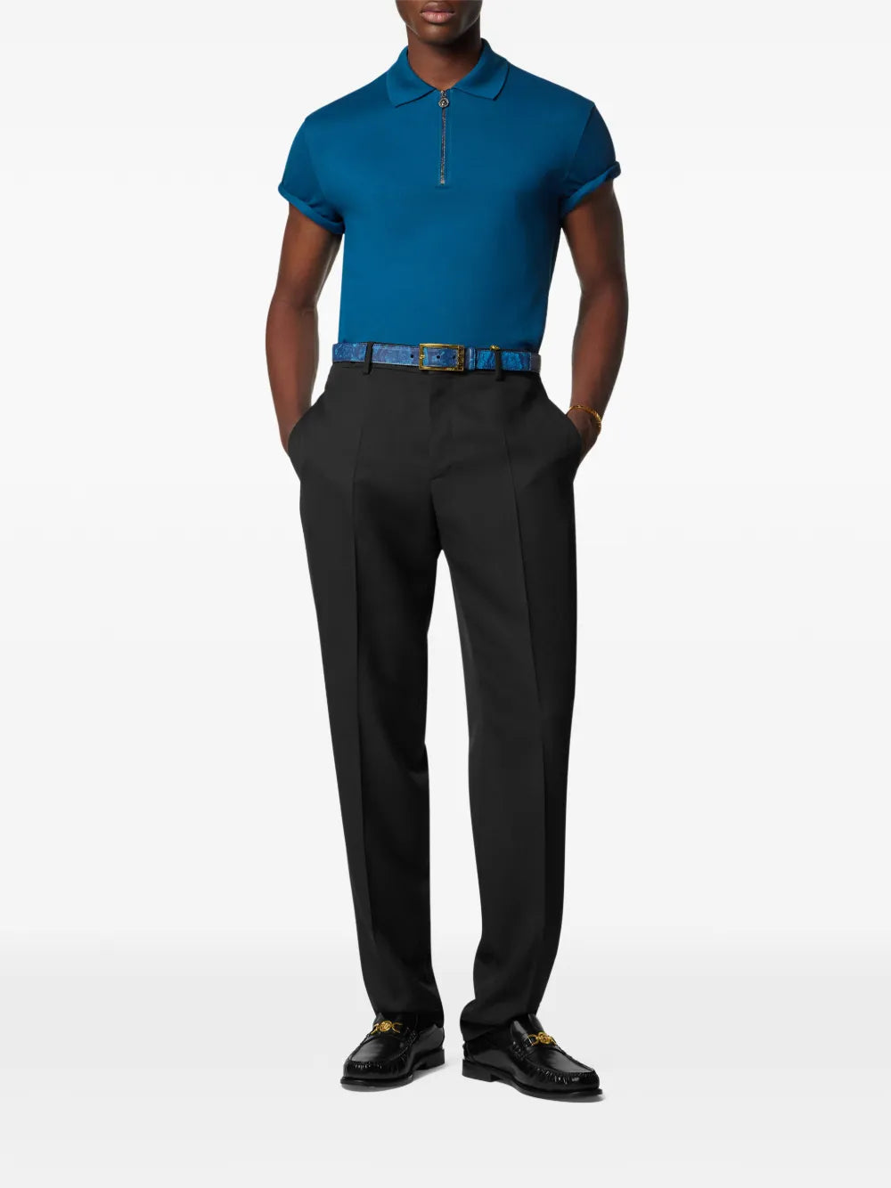 Pants with Medusa buttons