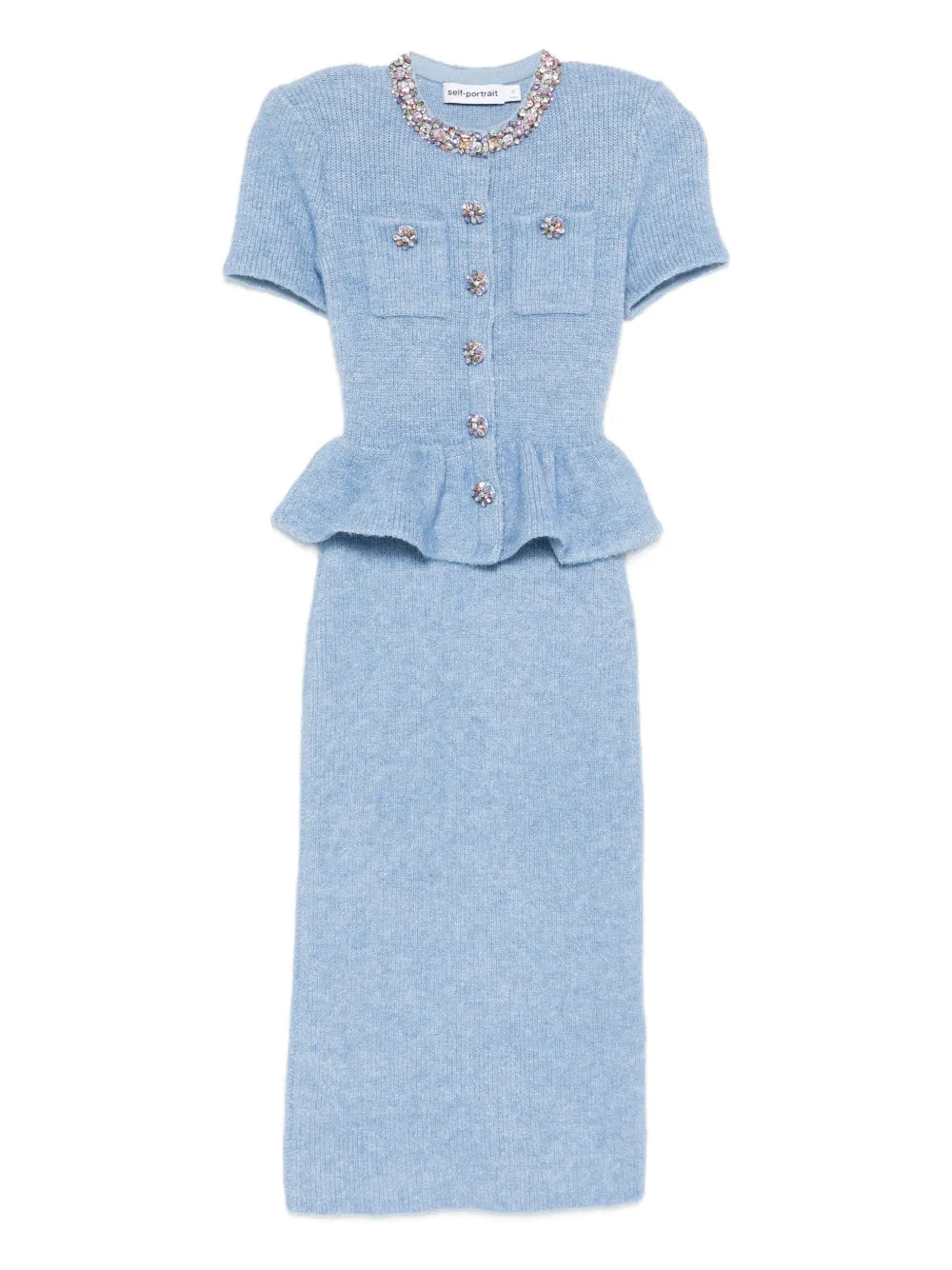 Midi dress with peplum waist