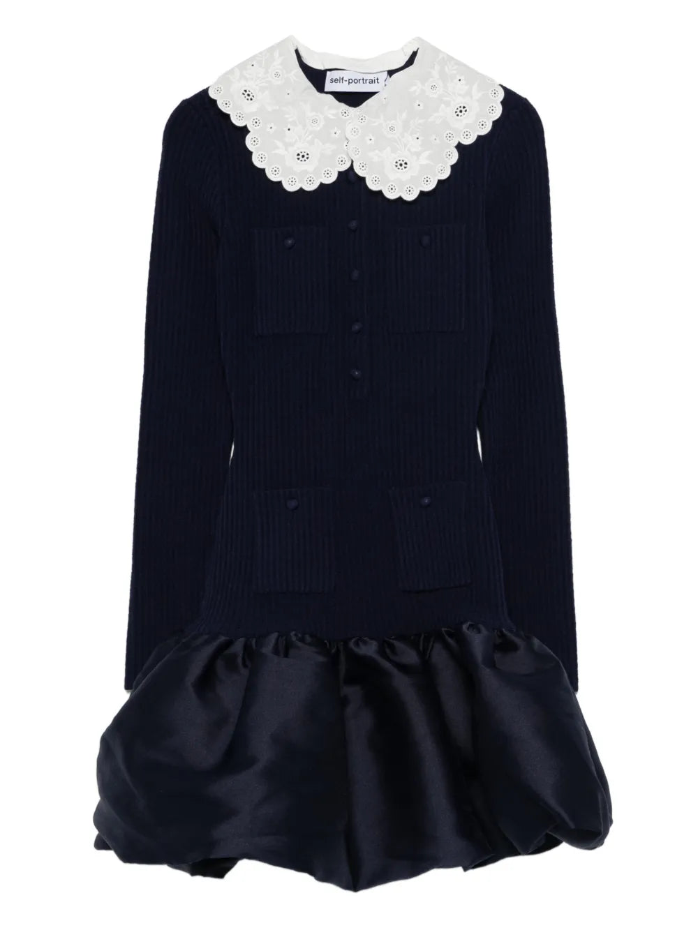 Mini dress with ruffled collar