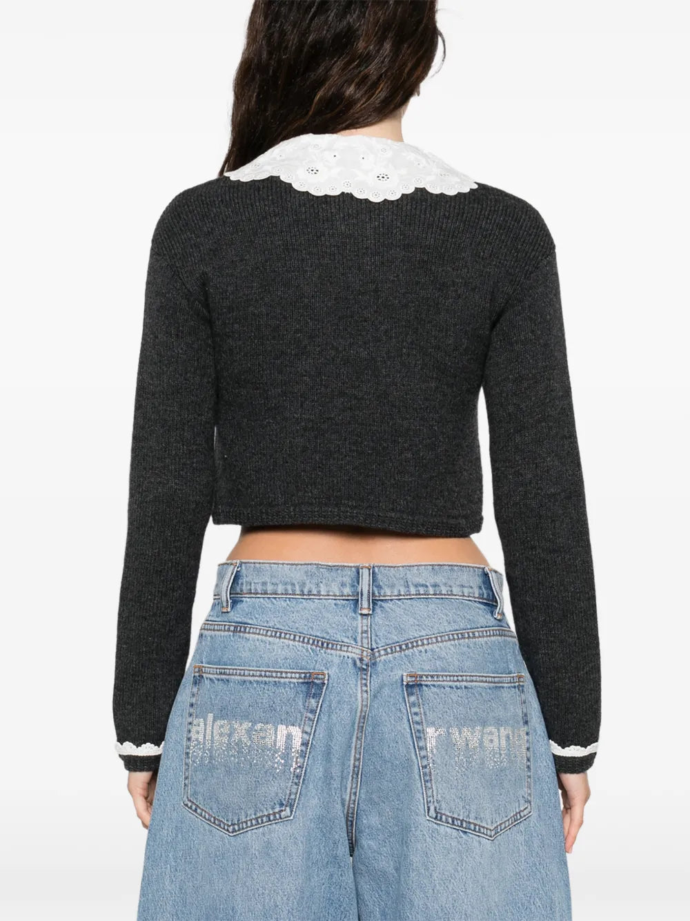 Cardigan with Lace Collar