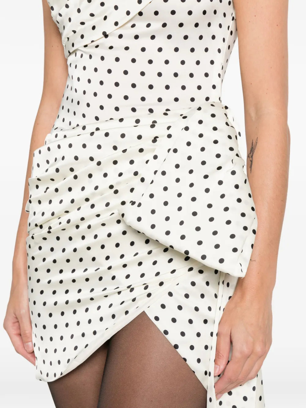 POLKA DOT SATIJN STRIK ZIJDE MINI JURK