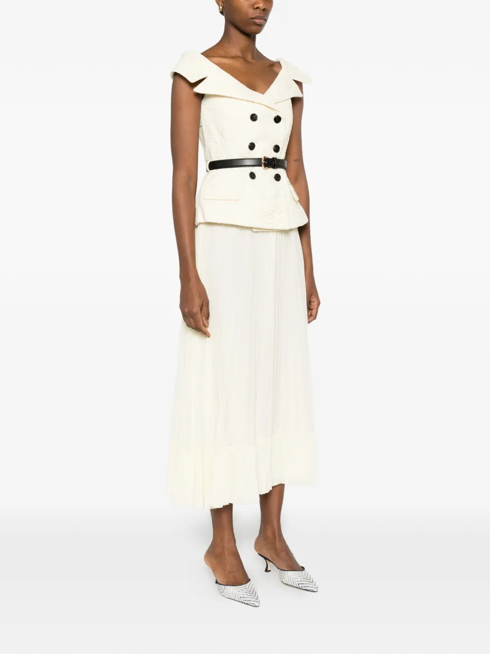 Szyfonowa sukienka midi z koronką