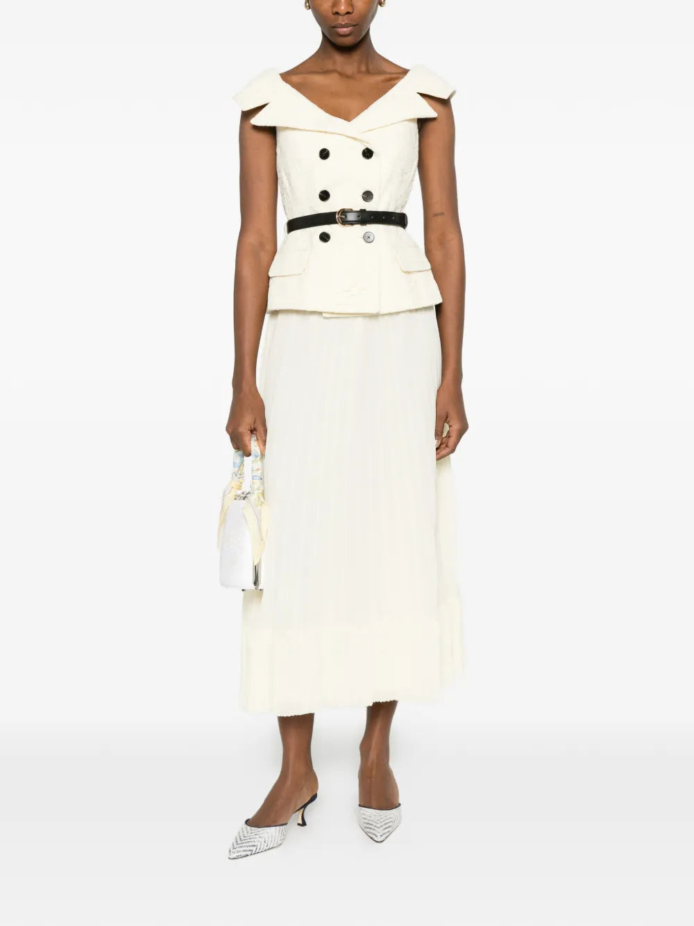 Chiffon midi dress with lace