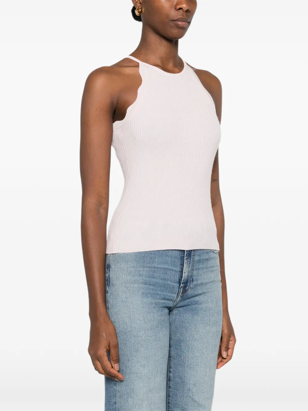 Tank top with wavy hem