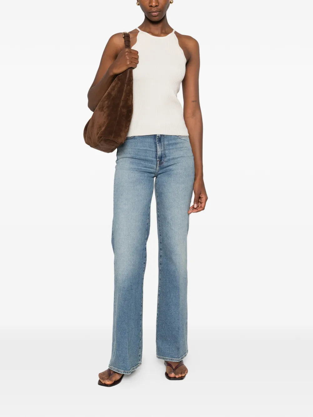 Top na ramiączkach z falowanym brzegiem