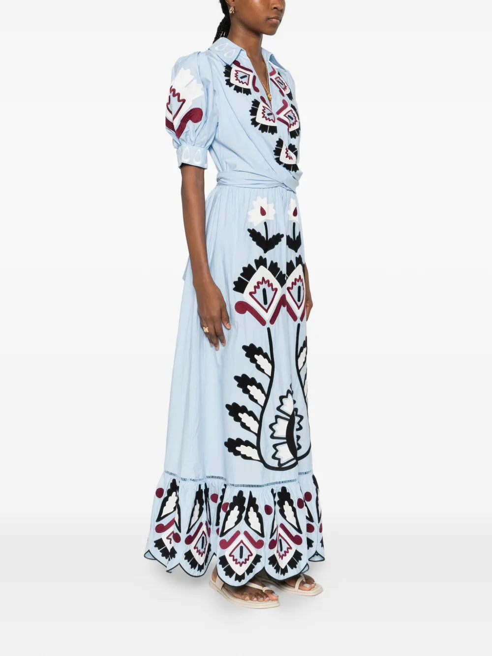 Maxi-jurk met pofmouwen