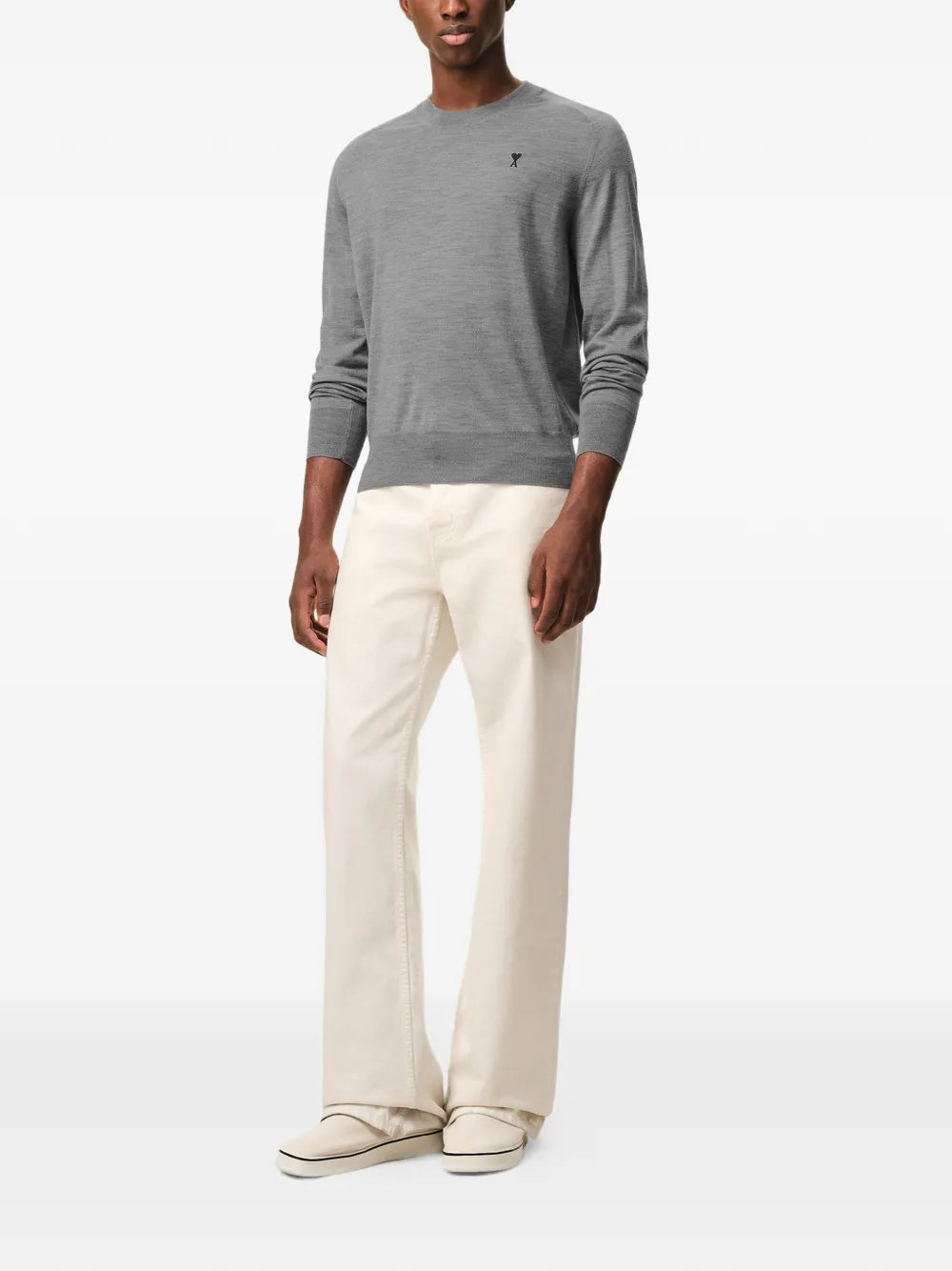 CREWNECK SWEATER WITH CONTRASTED AMI DE COEUR