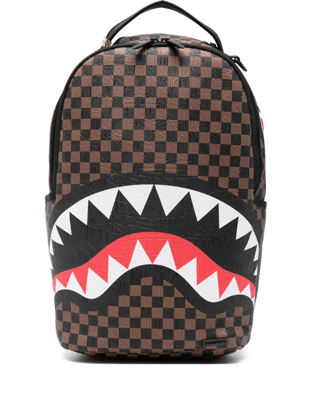 Checkered backpack with shark print