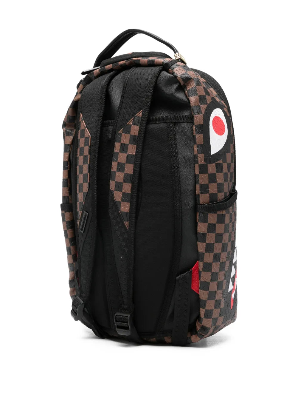 Checkered backpack with shark print