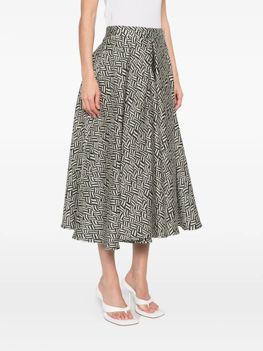 Pearl Jacquard Midi Skirt with Pleats