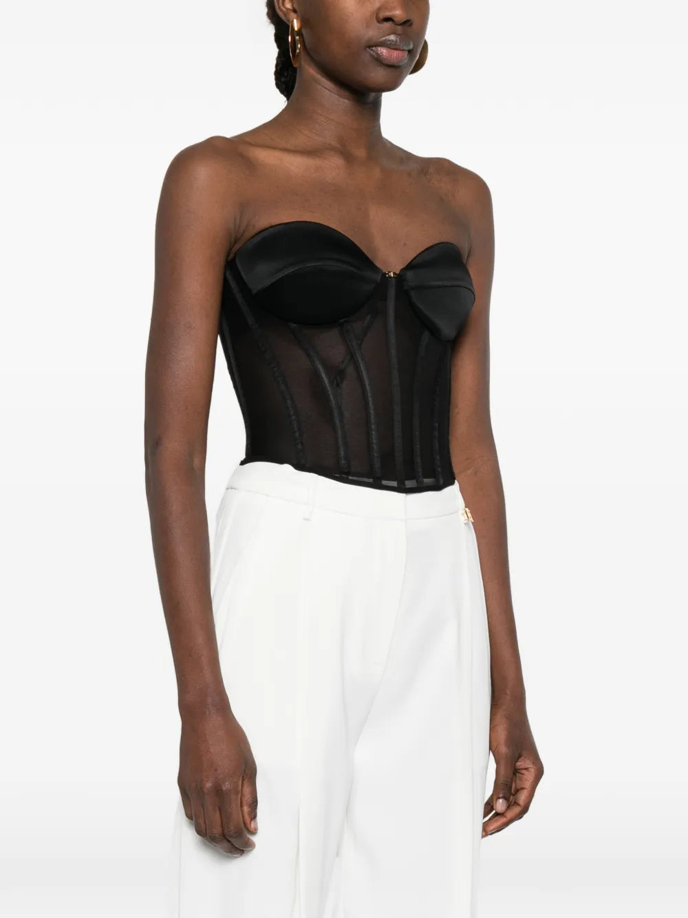 Korzetový top z sieťoviny