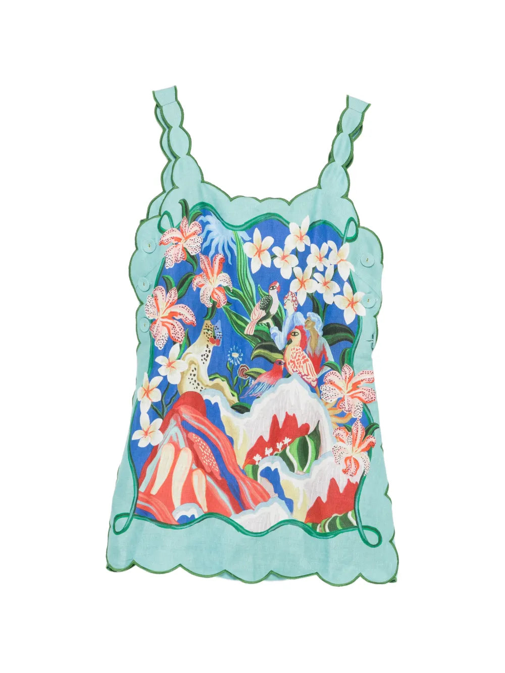 Minikleid mit gewelltem Saum und grafischem Print