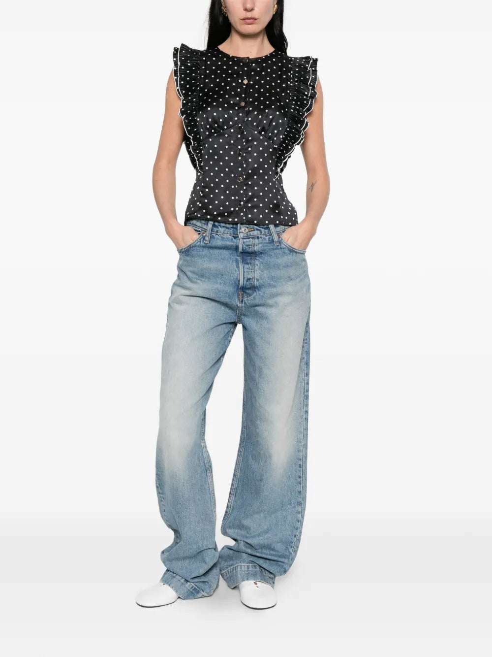 Cropped-Top mit Polka-Dots