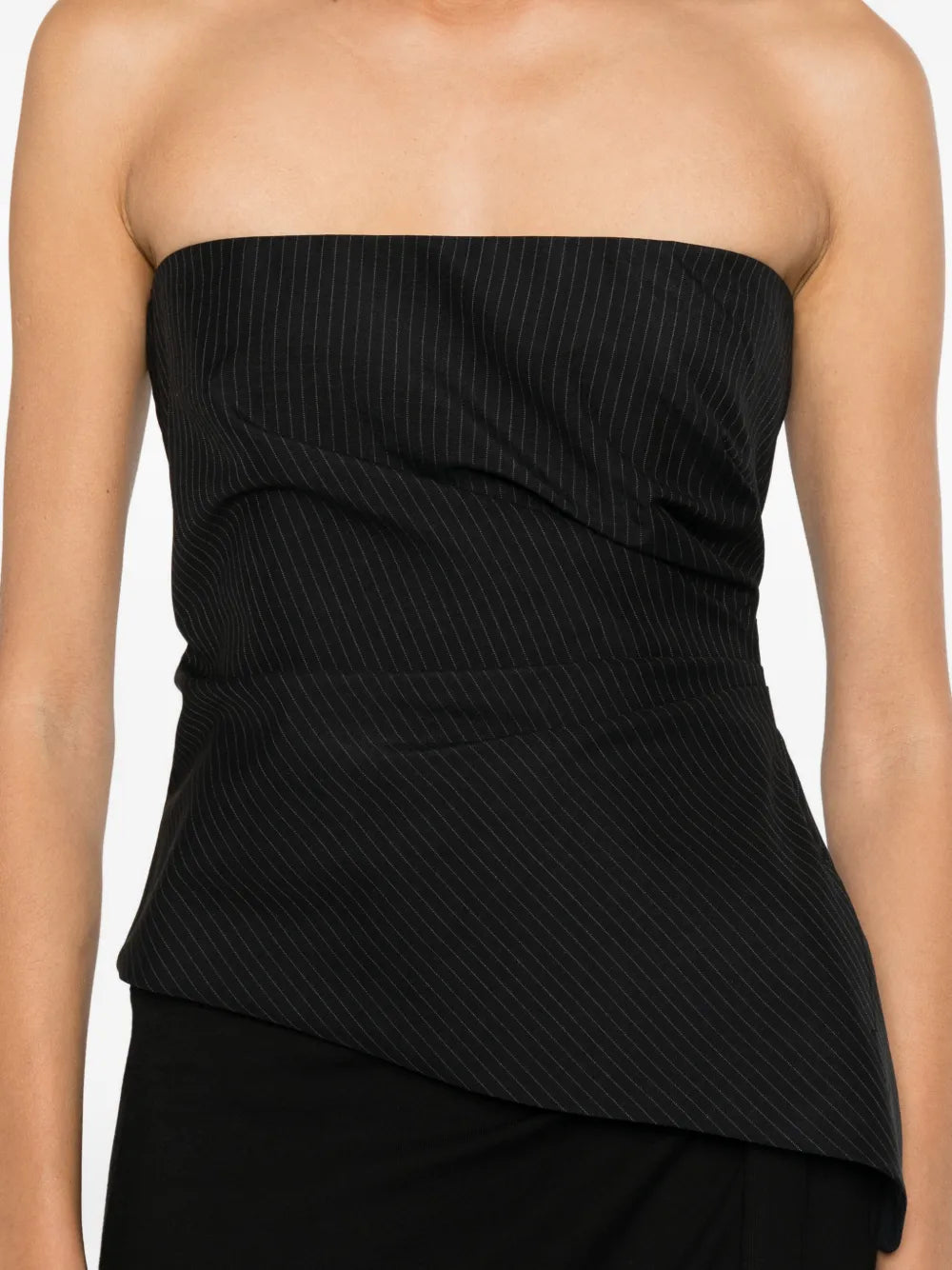 Asymmetric pinstripe top