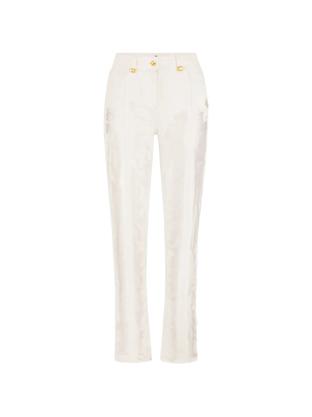 Palazzojeans in distressed-look met franjes