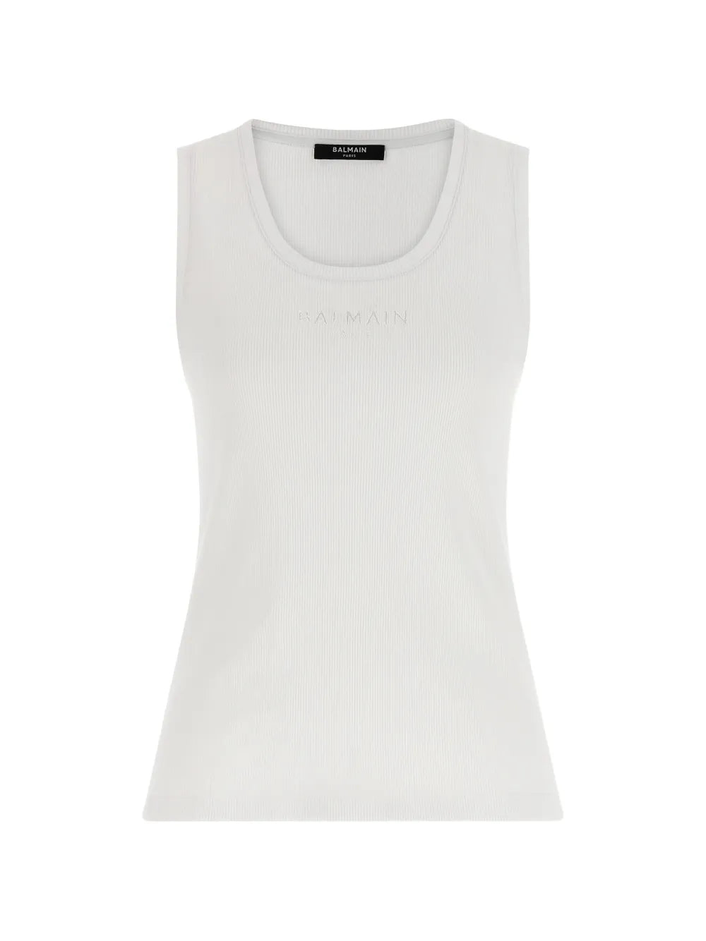 SMALL BALMAIN PARIS EMBROIDERED JERSEY TANK TOP