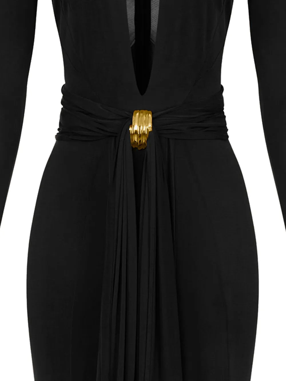 Maxi šaty s výstrihom na chrbte a drapovaním