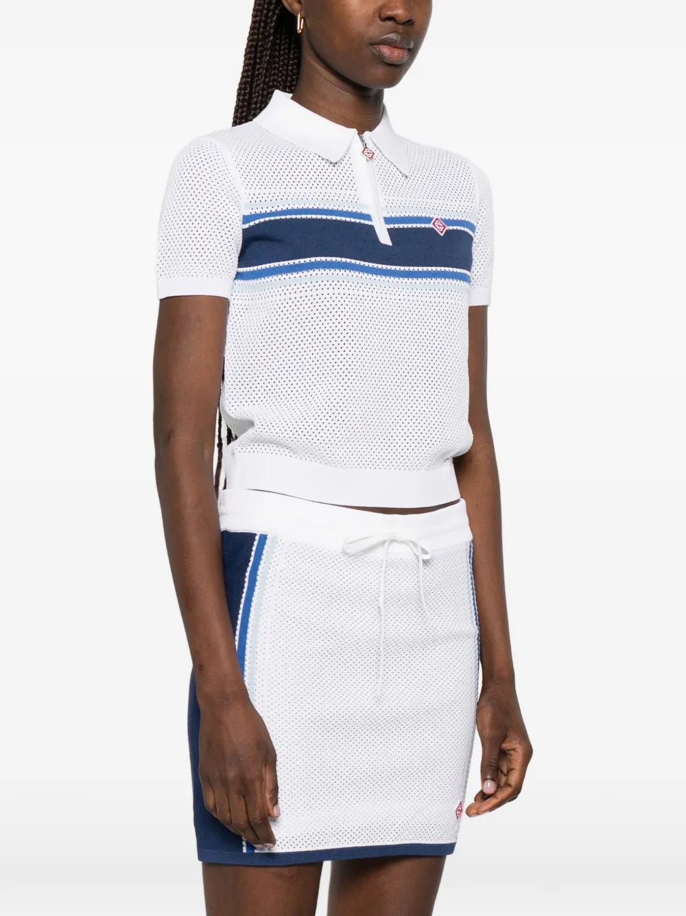 Striped polo shirt with zipper
