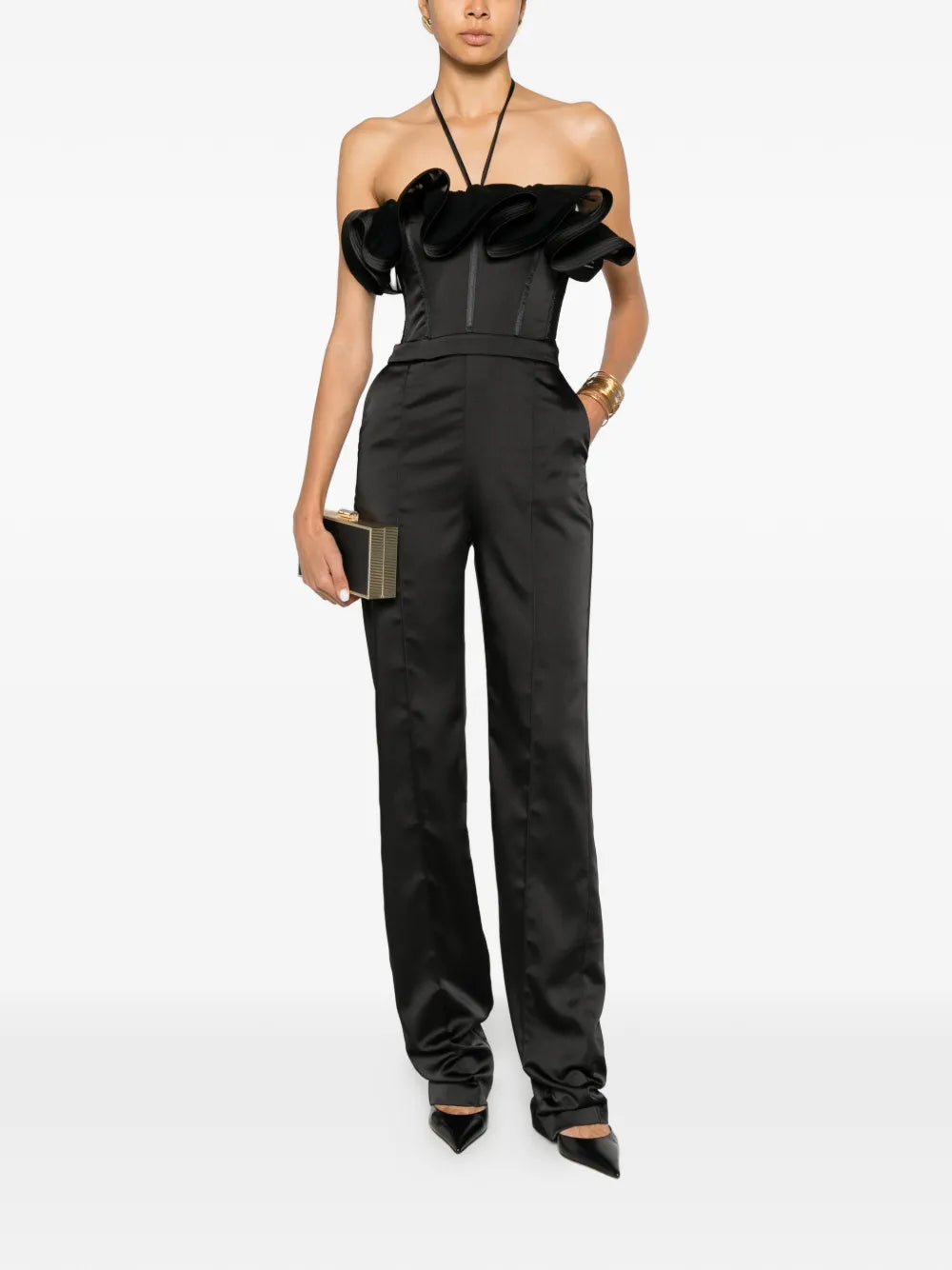 Gerimpelde jumpsuit in corsetstijl