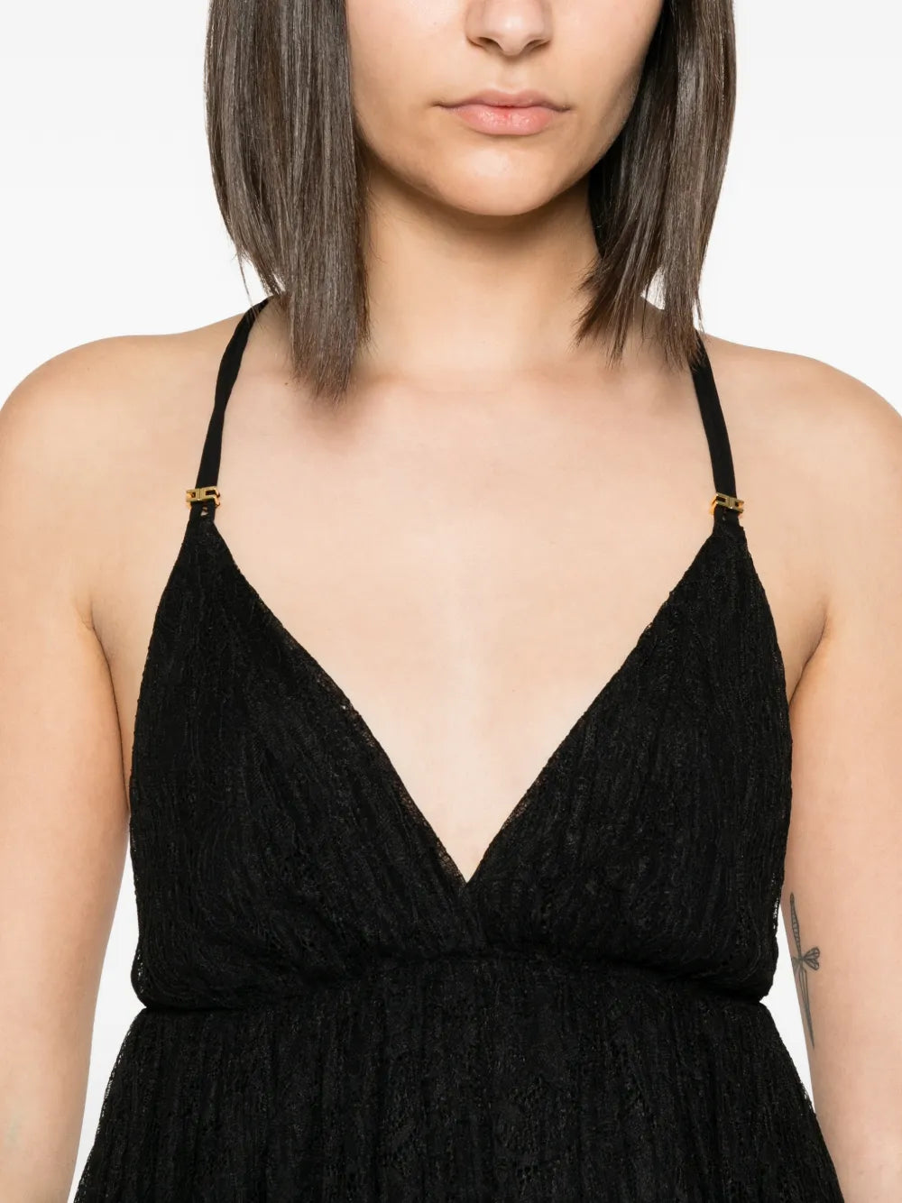 Asymmetrical mini dress with lace