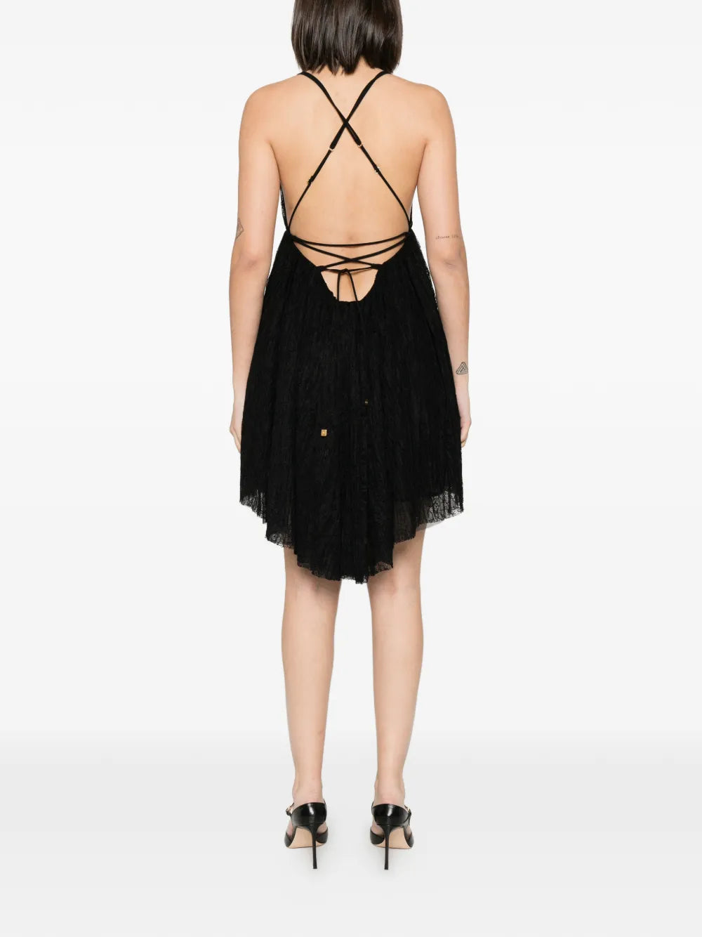 Asymmetrical mini dress with lace