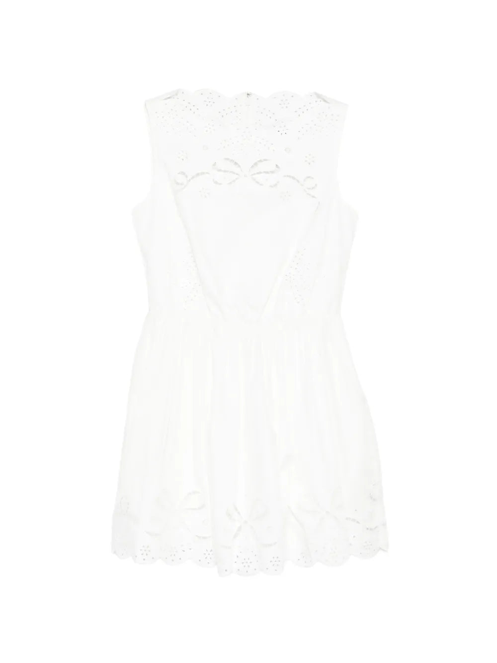 White Cotton Embroidered Mini Dress