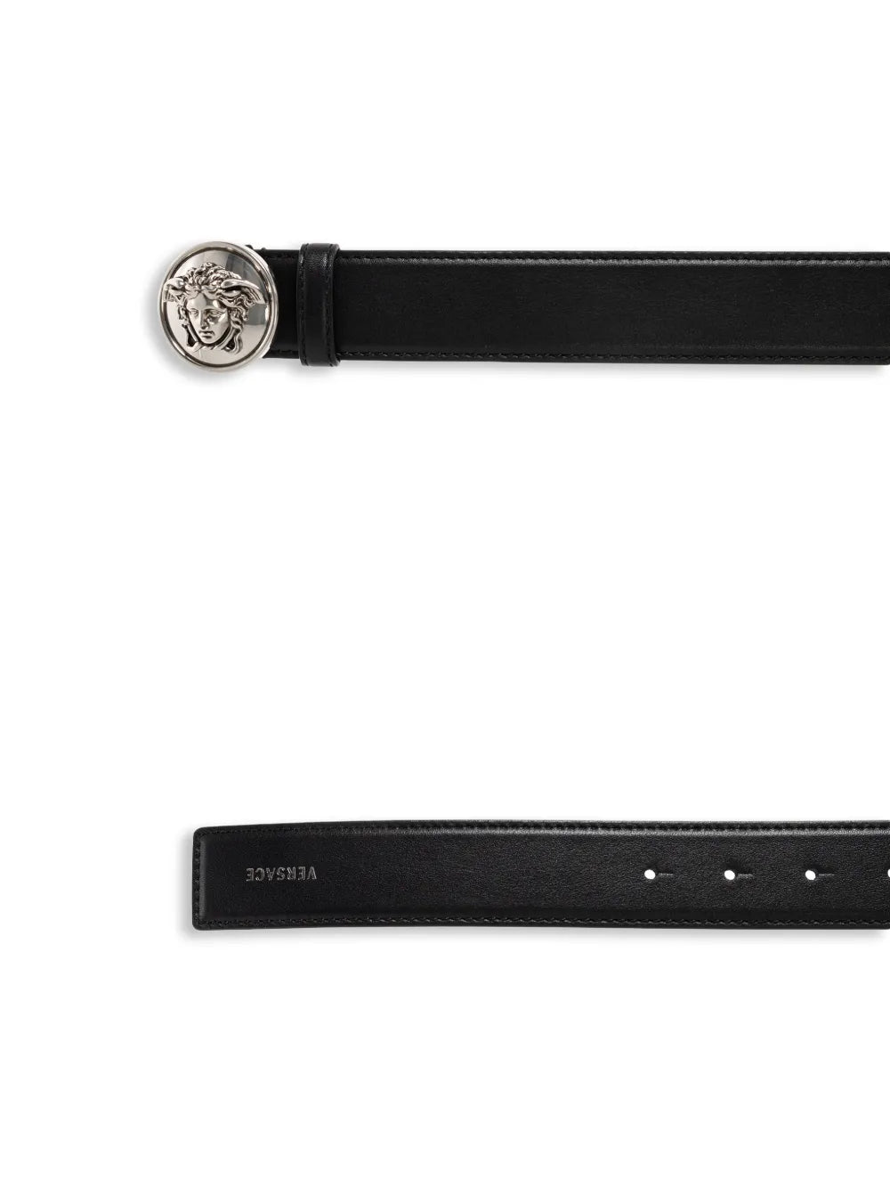 Leather belt with logo buckle