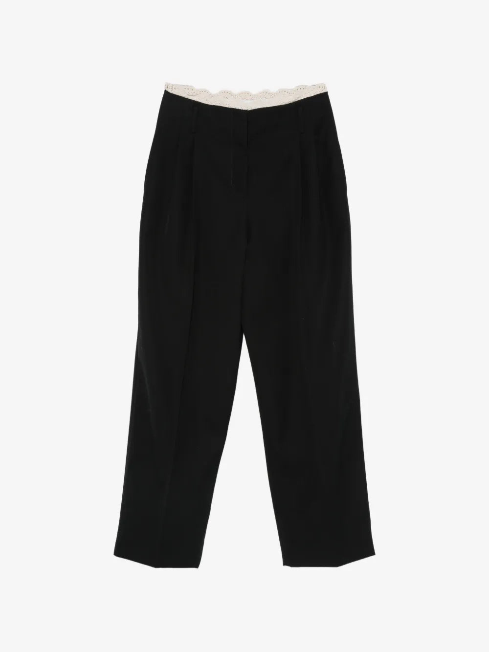 Damenhose mit Häkelbesatz und Gürtel