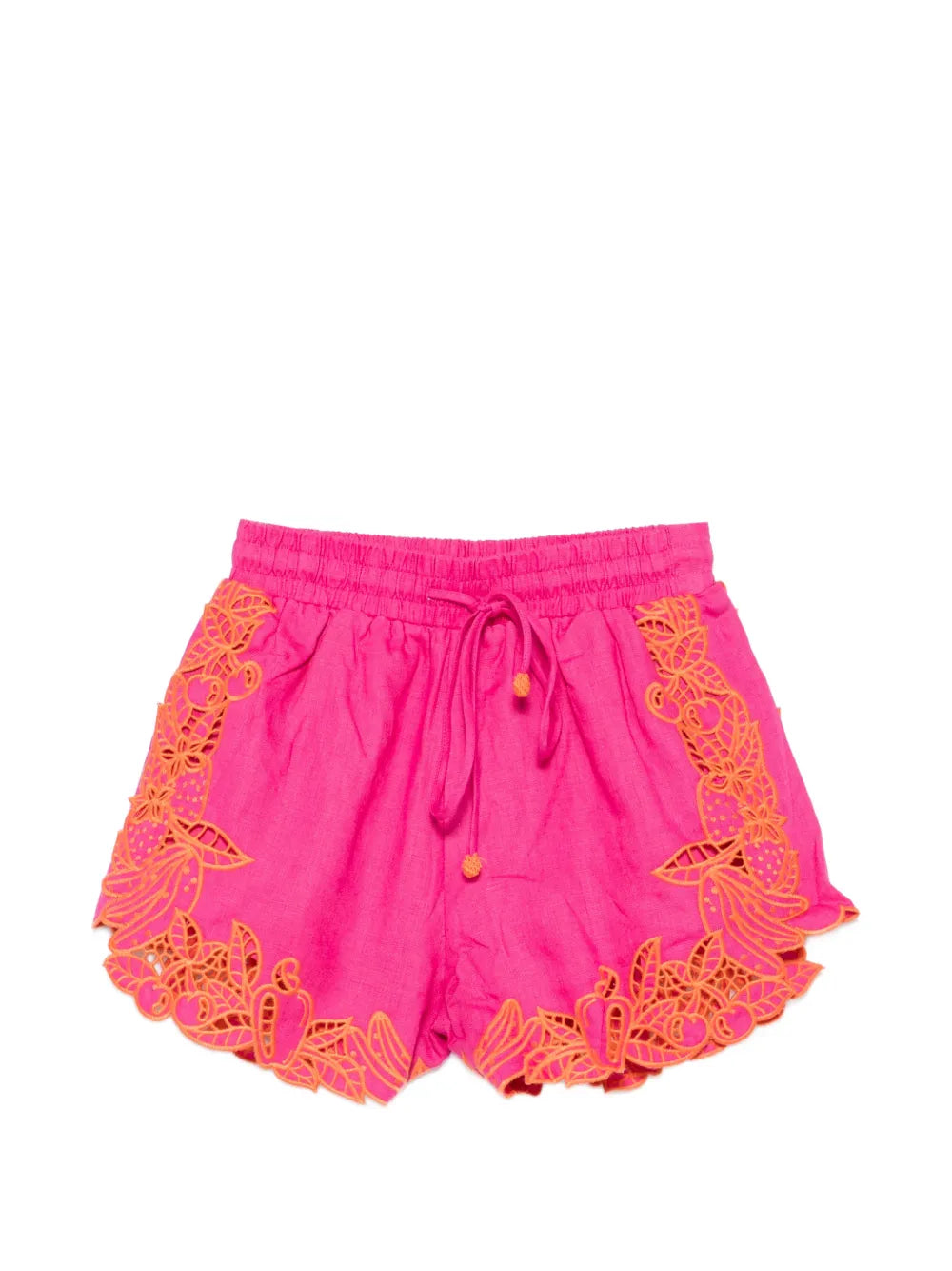 Shorts mit Wellenrand und „Fruit Richelieu“-Stickerei