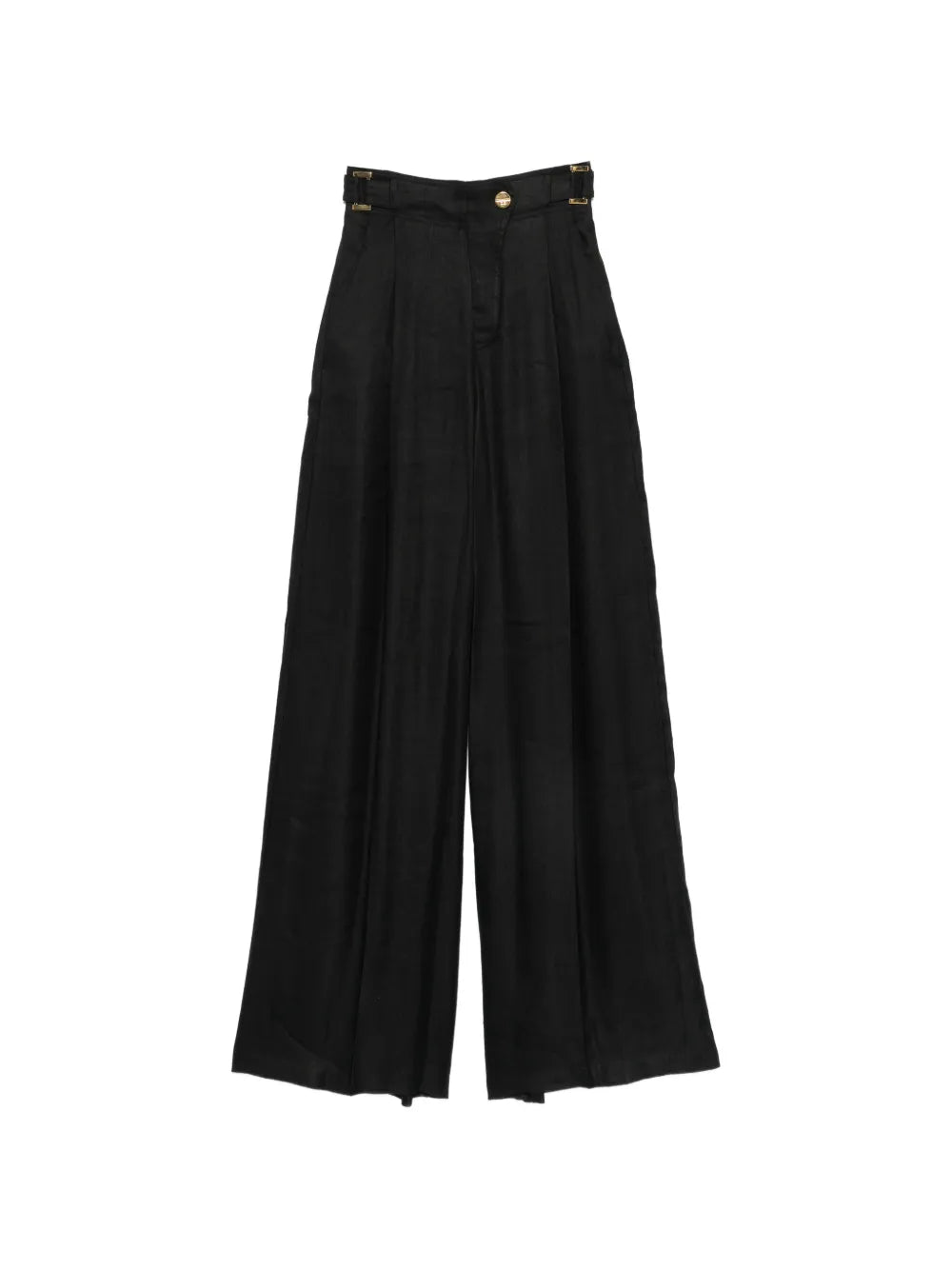 Pants with Buckle Detail and Palazzo Leg