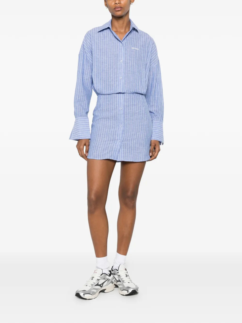TAVINA striped mini dress with buttons
