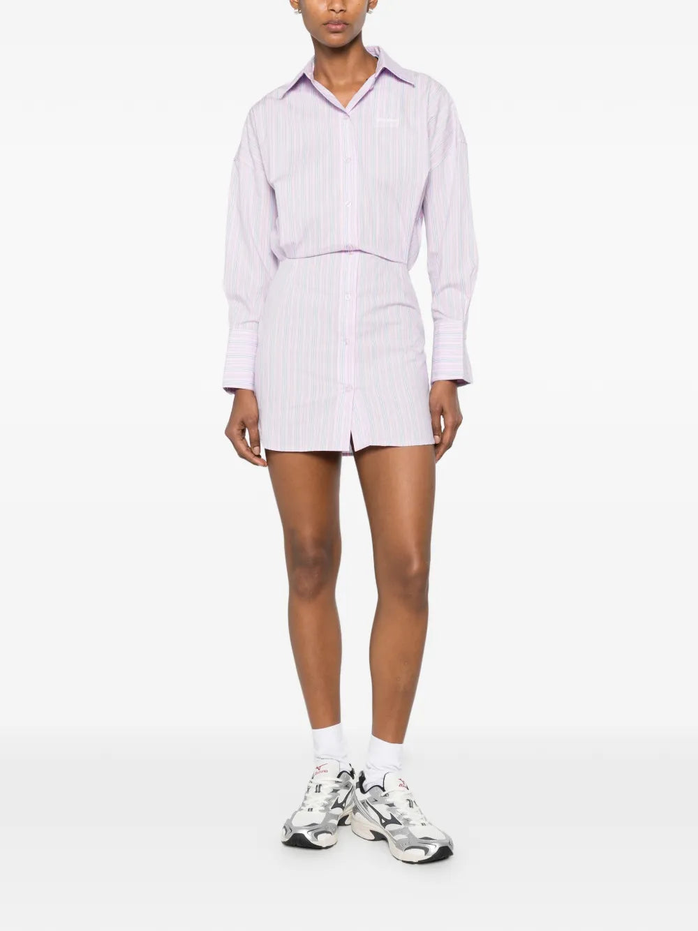 TAVINA striped mini dress with buttons