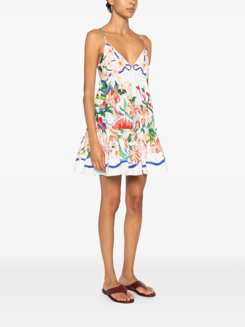 Minikleid mit Rüschen und Blumenmuster