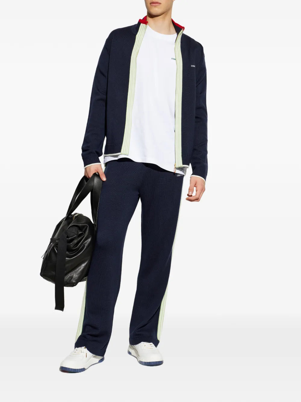 Woll-Cardigan mit Reißverschluss und Logo-Stickerei
