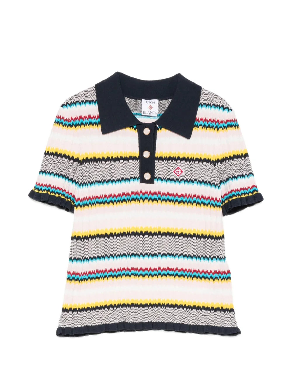 Poloshirt mit Chevron Strickmuster