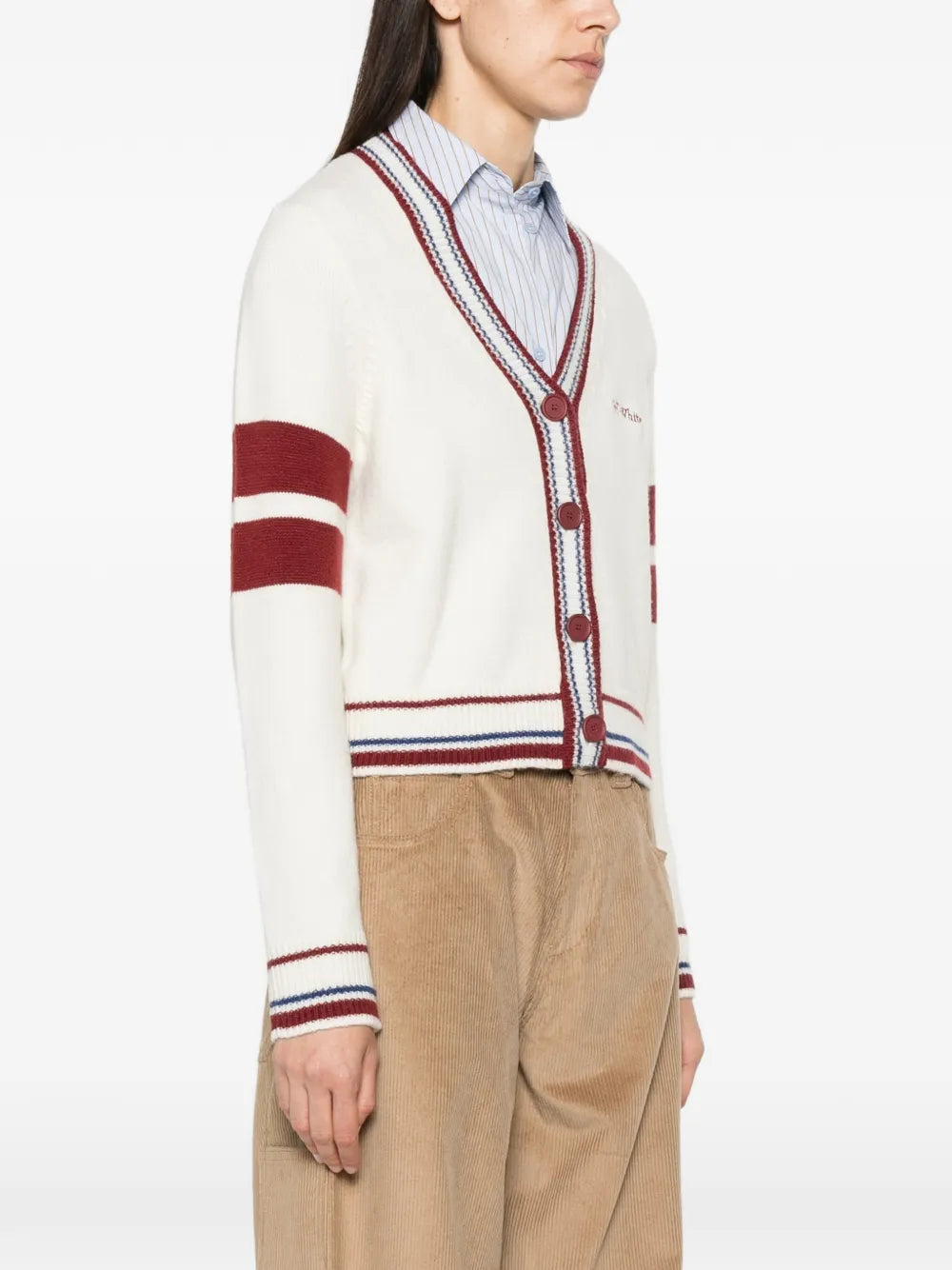 kurzer Cardigan mit gestreifter Borte