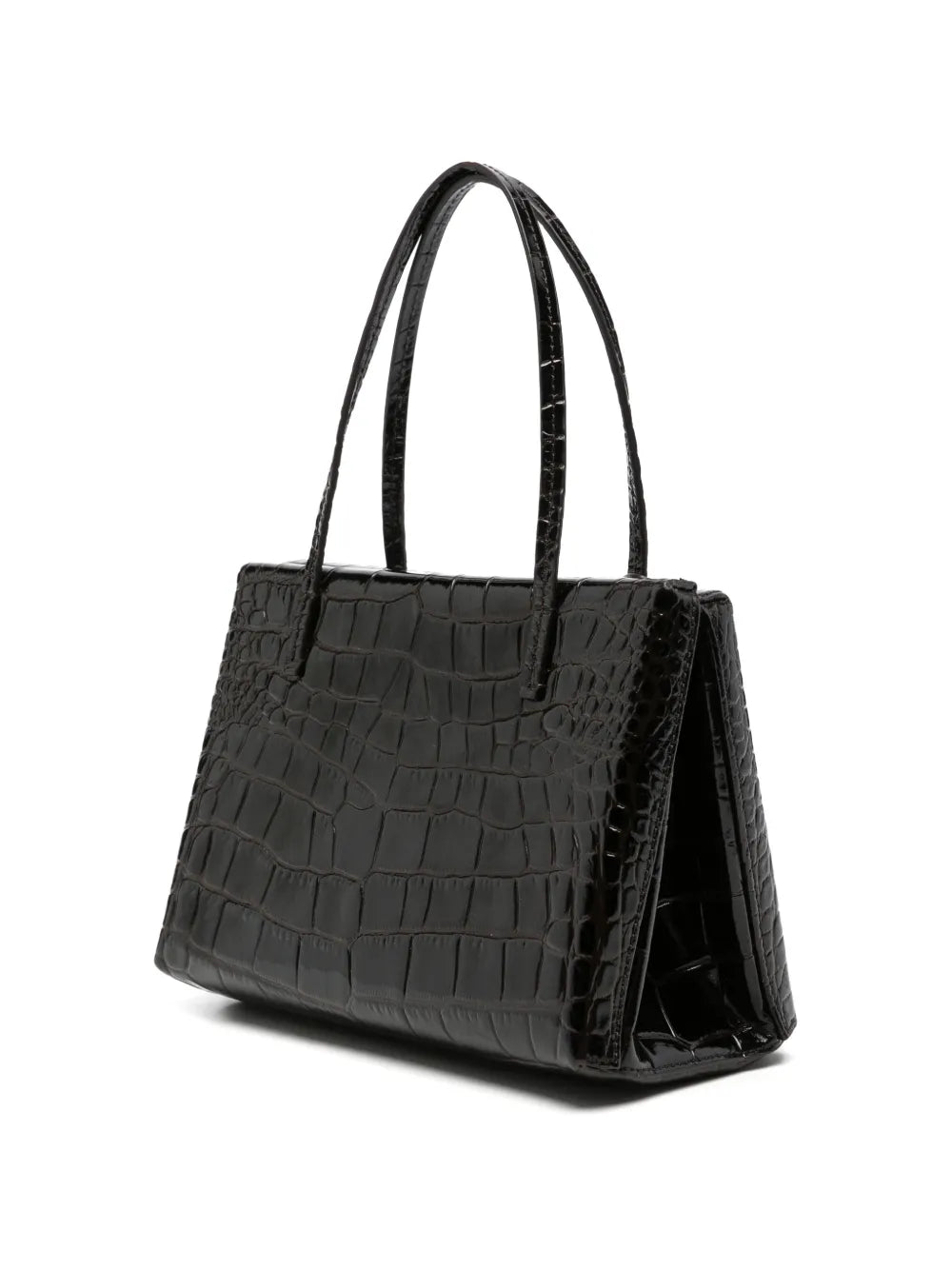 Tote Bag in Kroko-Optik mit Blumenanhänger