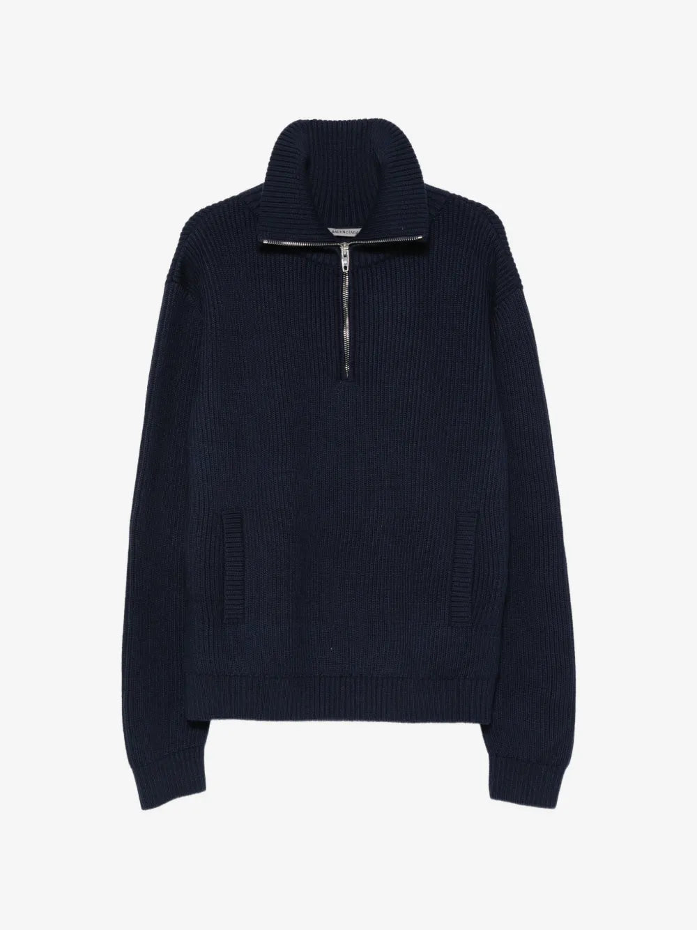 Gerippter Herrenpullover mit Viertelreißverschluss