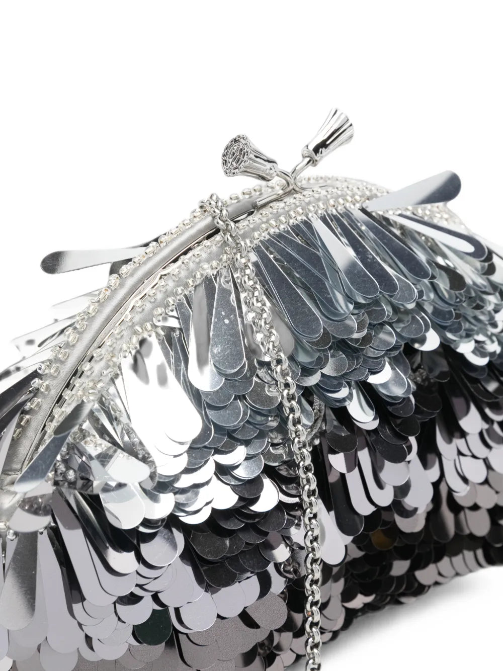 Clutch mit Pailletten und Quaste